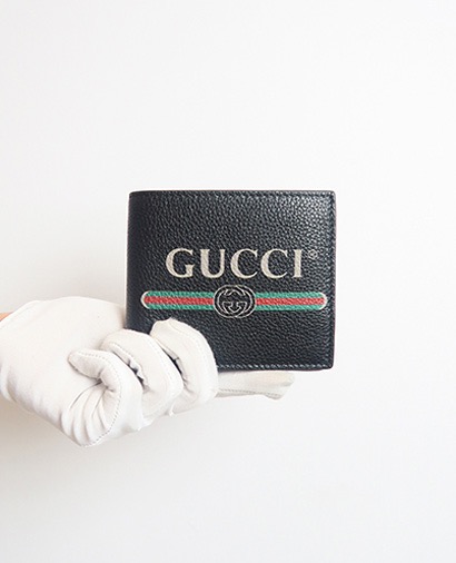 Gucci Logo Bifold Wallet, &pound;190, Accessories, Black, Leather, Front view